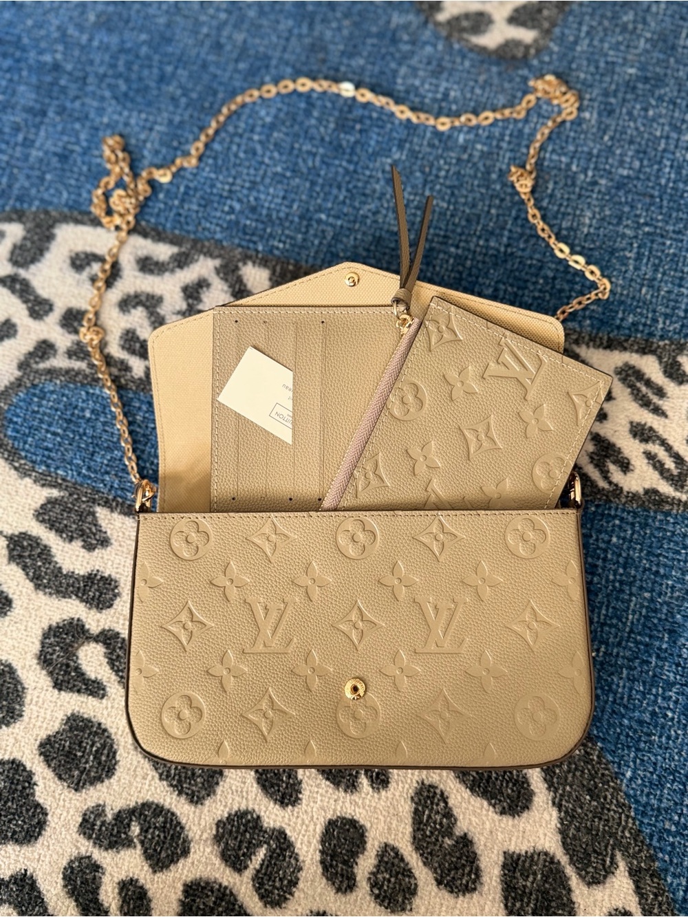 Louis. Vuitton Small Beige Pochette Crossbody with Chain Strap